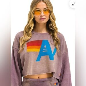 Aviator Nation Vintage Logo Cropped Sweatshirt BNWT